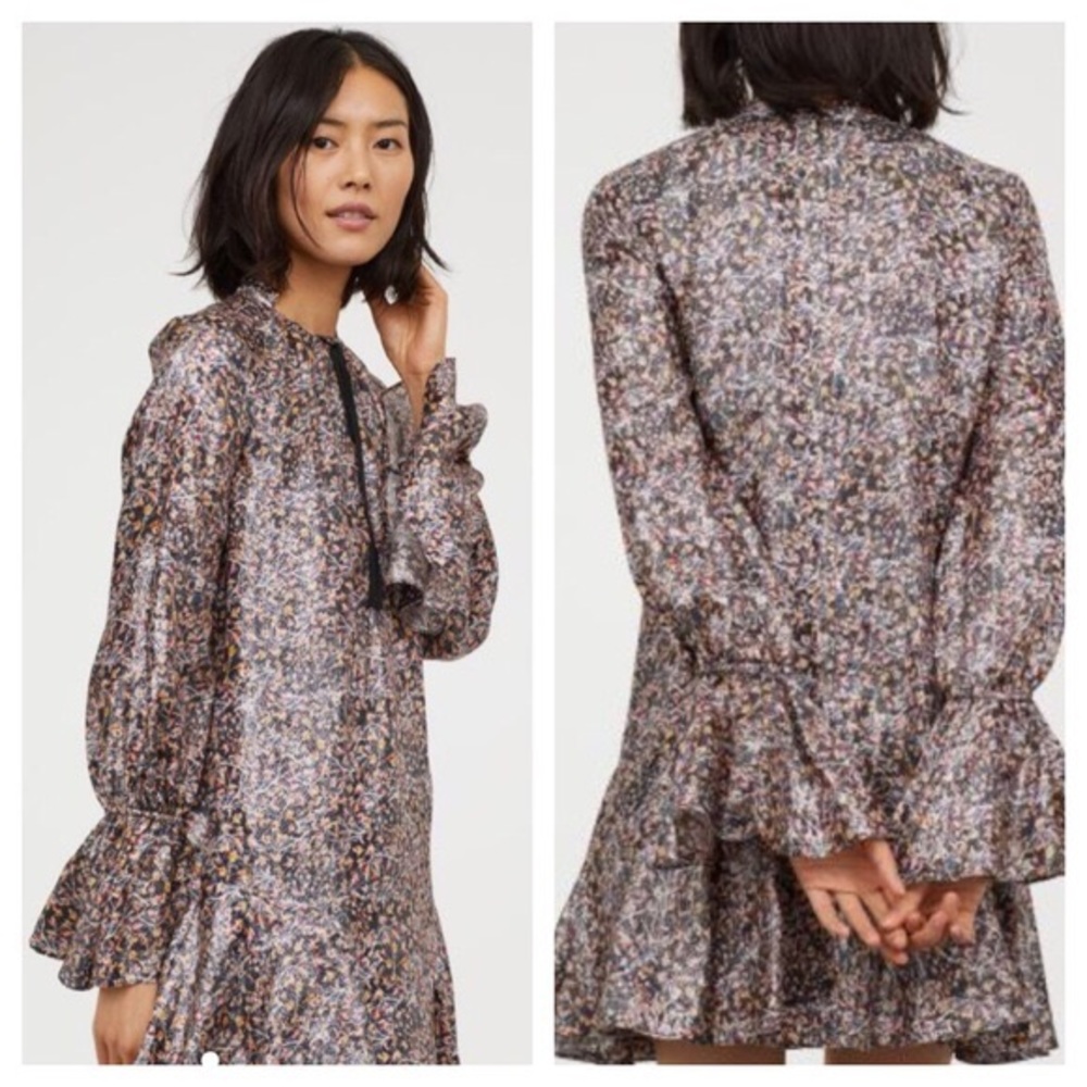 Conscious Exclusive Silk Blend Ruffle Sleeve Dress